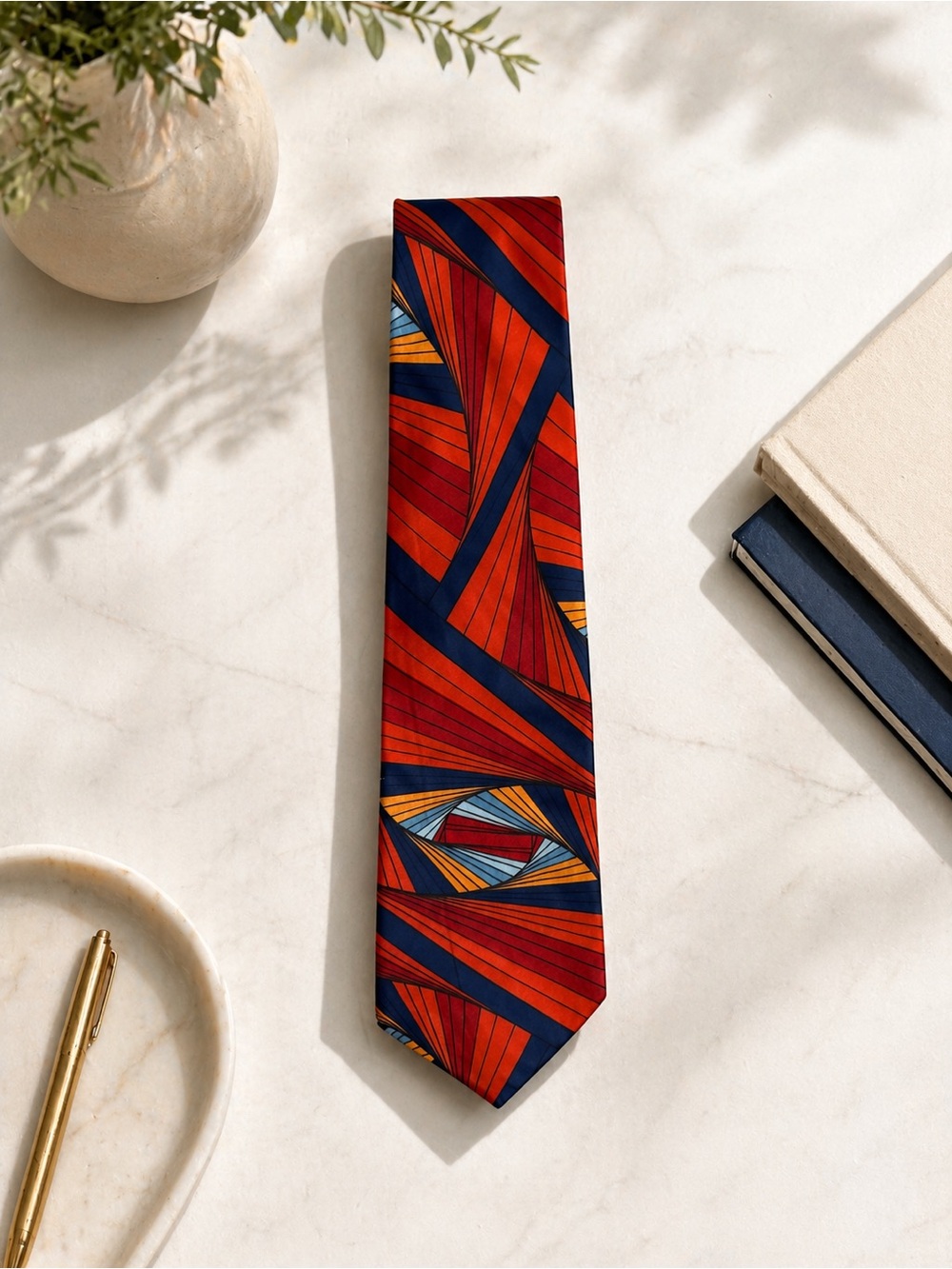 Vintage Lanvin Paris Geometric Tie Made in France Bold 80s Retro Statement